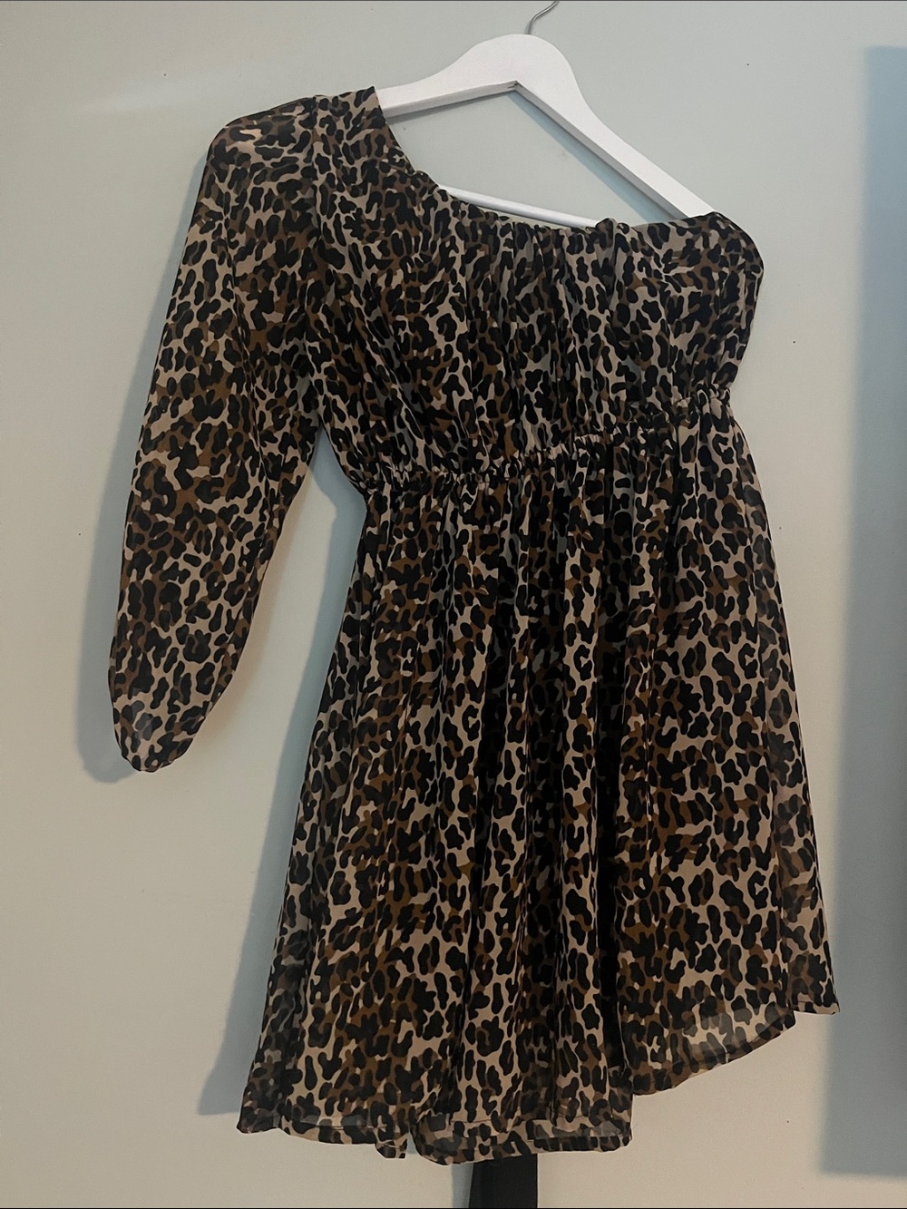 Fun & Flirt One-Shoulder Leopard Print Dress - Brown/Black